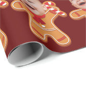 Funny Custom Face Foto Gingerbread Xmas baby Cadeaupapier (Rol Hoek)