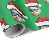 Funny Custom Face Foto Sinterklaas Pet Kerst Cadeaupapier (Rol Hoek)