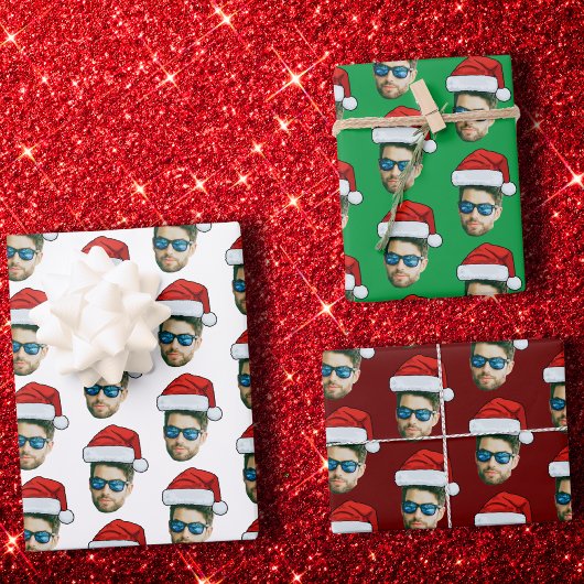 Funny Custom Face Foto Sinterklaas Pet Kerst Inpakpapier Vel