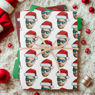 Funny Custom Face Foto Sinterklaas Pet Kerst Inpakpapier Vel
