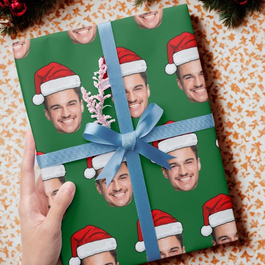Funny Custom Face Holiday Gift Santa Hat Cadeaupapier