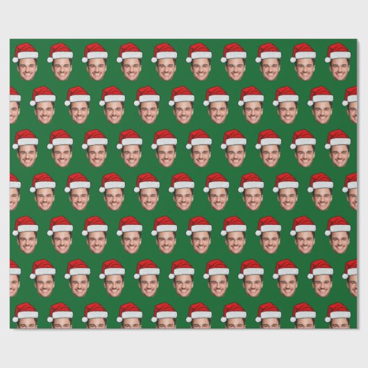 Funny Custom Face Holiday Gift Santa Hat Cadeaupapier (Vlak)