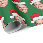 Funny Custom Face Holiday Gift Santa Hat Cadeaupapier (Rol Hoek)