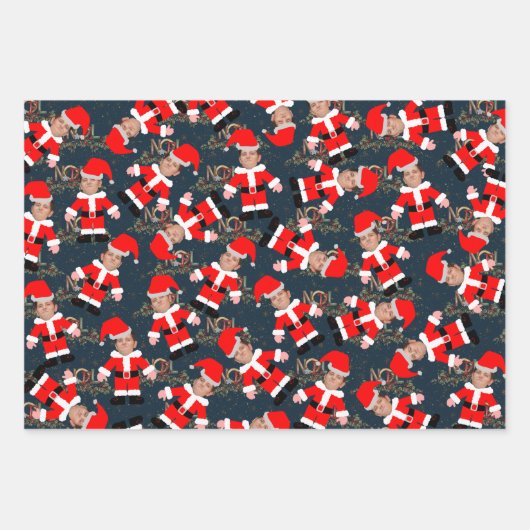 Funny Custom Face Photo Santa Claus Kerstmis Inpakpapier Vel (Voorkant 3)