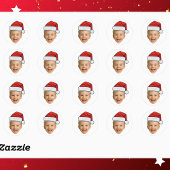 Funny Custom Face Photo Santa Hat Christmas Ronde Sticker