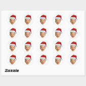 Funny Custom Face Photo Santa Hat Christmas Ronde Sticker (Vel)