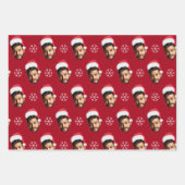 Funny Custom Face Photo Santa Head & Snowflakes Inpakpapier Vel (Voorkant 2)
