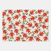 Funny Custom Face Photo Santa's Elves Kerstmis Inpakpapier Vel (Voorkant 2)