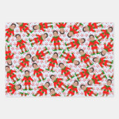 Funny Custom Face Photo Santa's Elves Kerstmis Inpakpapier Vel (Voorkant)