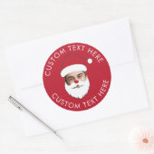 Funny Custom Face Swap Santa Claus Christmas Text Ronde Sticker (Envelop)