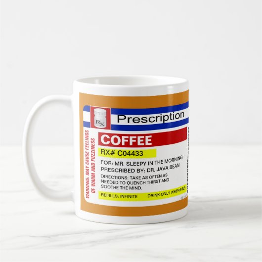 Funny Custom Gepersonaliseerd Voorschrift Koffie M Koffiemok (Links)