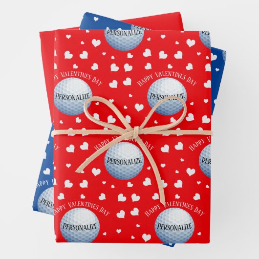 Funny Custom Golf Baller Valentijnsdag Inpakpapier Vel (In situ)