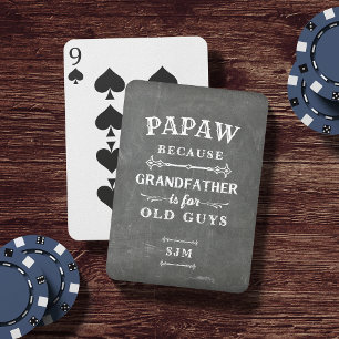 Funny Custom Grandpa Nickname & Monogram Pokerkaarten