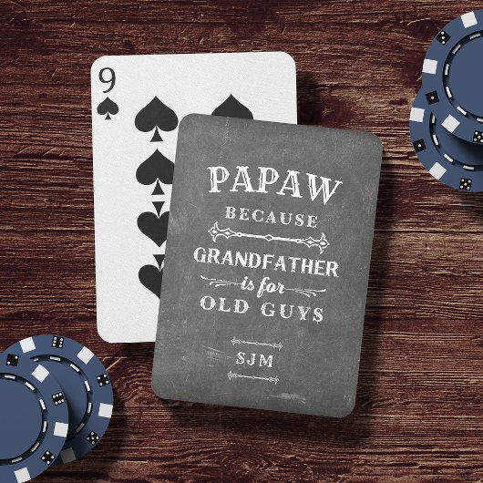 Funny Custom Grandpa Nickname & Monogram Pokerkaarten