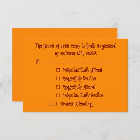 Funny Custom Halloween Party RSVP Invitation Kaart (Voorkant / Achterkant)