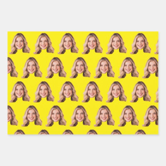Funny Custom Heads Photo Gift Wrap | Custom Face Inpakpapier Vel (Voorkant 3)