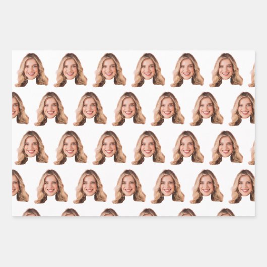 Funny Custom Heads Photo Gift Wrap | Custom Face Inpakpapier Vel (Voorkant)