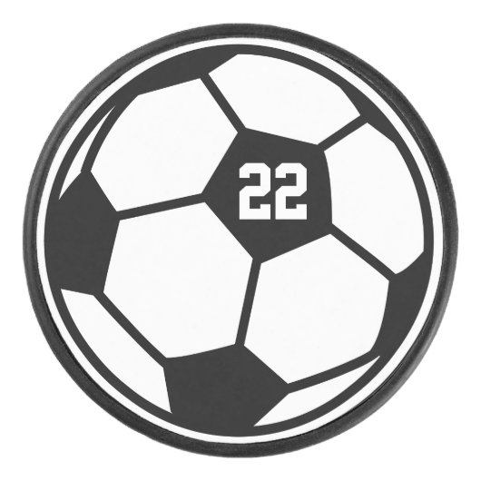 Funny custom hockey puck met voetbal design (Voorkant)