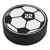 Funny custom hockey puck met voetbal design (3/4)