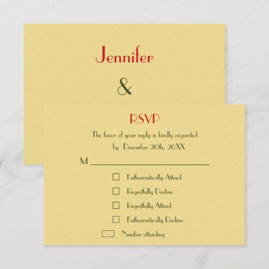 Funny Custom Holiday kerstbruiloft RSVP Uitnodigin Kaartje (Voorkant / Achterkant)