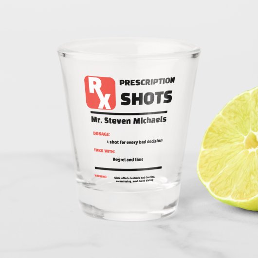 FUNNY! 🍋‍🟩 Custom Joke Prescription Shot Glass Shot Glas (Voorkant)