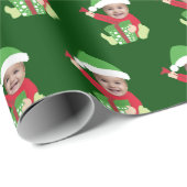 Funny Custom Kids Face Elf Christmas Cadeaupapier (Rol Hoek)