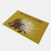 Funny Custom Message Brown and Mustard Porcupine Deurmat (Schuin)