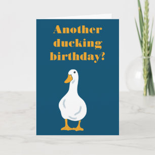 Funny Custom Message White Duck Birthday Card Kaart