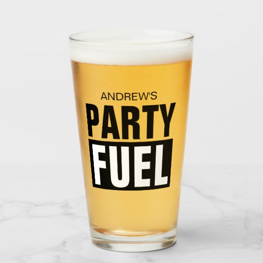 Funny custom name beer glass gift voor feestje glas (Voorkant gevuld)