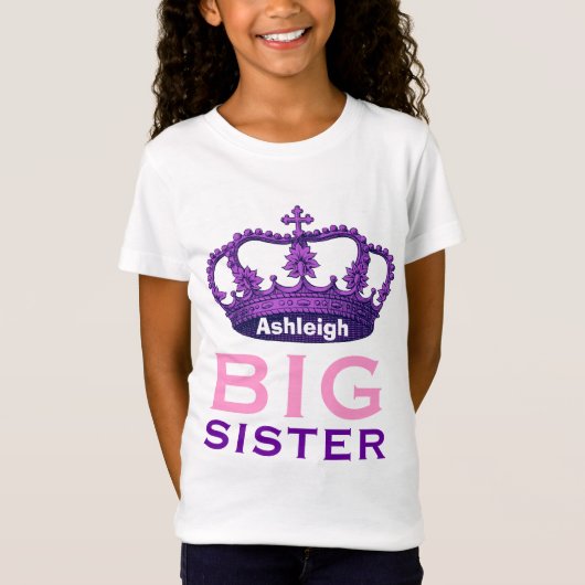 Funny Custom Name BIG SISTER Paarse Crown Gift V07 T-shirt (Voorkant)