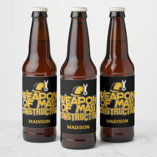 Funny custom name Construction Worker Bier Etiket