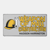 Funny custom name Construction Worker Bureaumat (Voorkant)