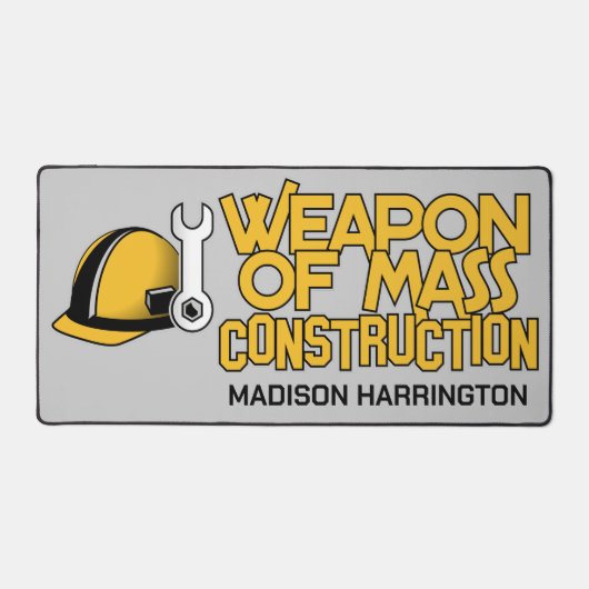 Funny custom name Construction Worker Bureaumat (Voorkant)