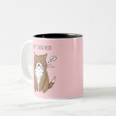 Funny Custom Name Current Mood Meh Pink Cat Mok (Voorkant links)