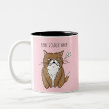 Funny Custom Name Current Mood Meh Pink Cat Mok
