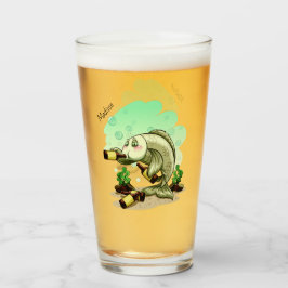 Funny custom name Drink Fish pint glass Glas