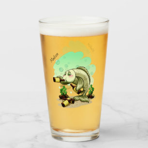 Funny custom name Drink Fish pint glass Glas