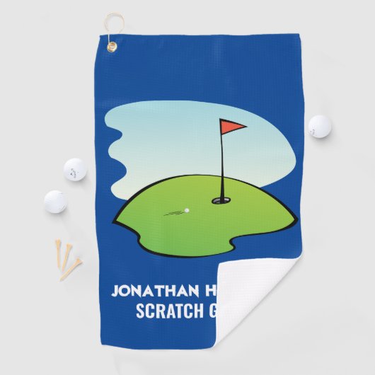 Funny Custom Name Scratch Golfer Modern Golfhanddoek (Insitu)