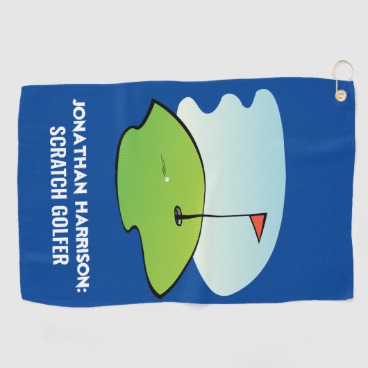 Funny Custom Name Scratch Golfer Modern Golfhanddoek (Horizontaal)
