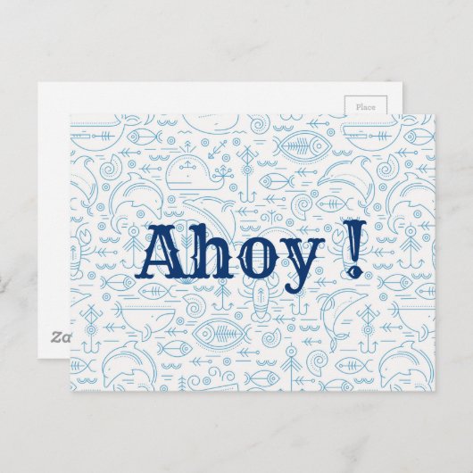 Funny custom nauwing blue briefkaart (Voorkant / Achterkant)
