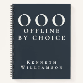 Funny Custom Navy Blue White OOO Minimalist Men Notitieboek