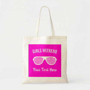 Funny custom neon roze canvas tassen weekend meisj