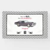 Funny Custom not Old but Classic Car 60th Birthday Spandoek (Horizontaal)