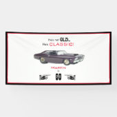 Funny Custom not Old but Classic Car 60th Birthday Spandoek (Horizontaal)