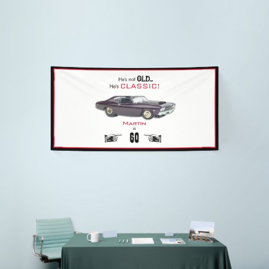 Funny Custom not Old but Classic Car 60th Birthday Spandoek (Beurs)