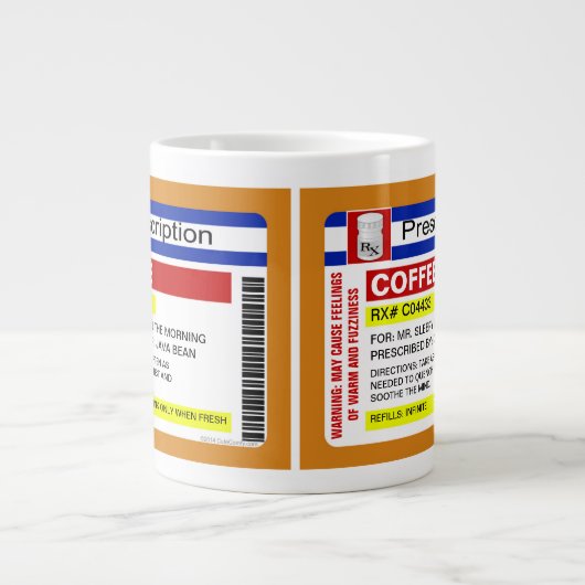 Funny Custom Personalized Prescription Coffee Big Grote Koffiekop (Voorkant)
