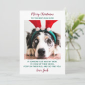 Funny Custom Pet Photo Dog Mam Merry Kerstmis Hol Feestdagenkaart (Staand voorkant)