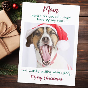 Funny Custom Pet Photo Dog Mam Merry Kerstmis Hol Feestdagenkaart