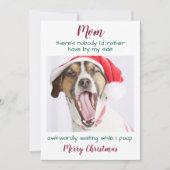 Funny Custom Pet Photo Dog Mam Merry Kerstmis Hol Feestdagenkaart (Voorkant)