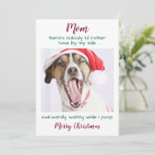 Funny Custom Pet Photo Dog Mam Merry Kerstmis Hol Feestdagenkaart (Staand voorkant)
